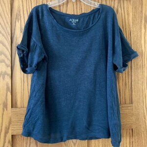 j crew linen roll cuff tshirt tee deep midnight blue medium.